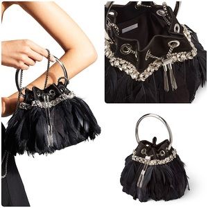 Like New JIMMY CHOO Bon Bon Satin Bag With Embroidered Feathers $1,995